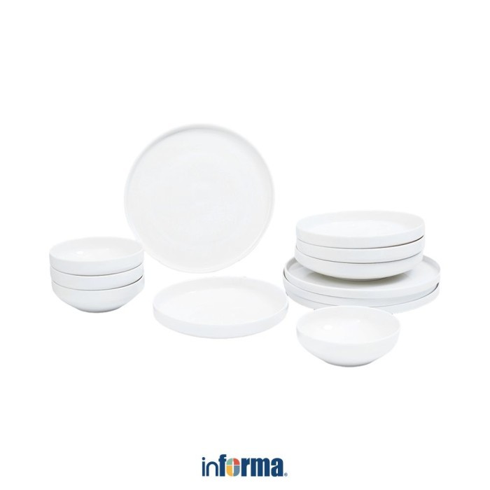 Informa Appetite Gorin Set 12 Pcs Perlengkapan Makan - Putih Dinner Set Plate Aesthetic Eating