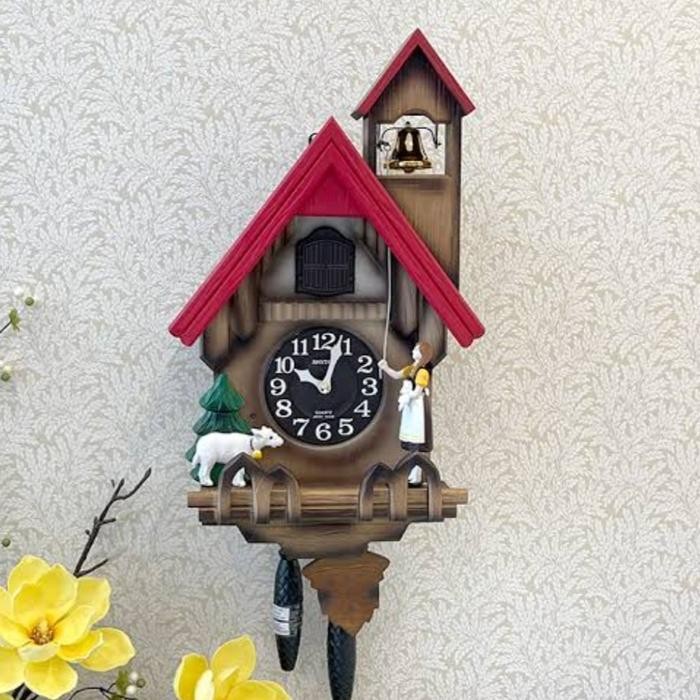 Ready Jam Dinding Cuckoo Rhythm 4Mj417 Original Kikuk Kukuk Wooden Case