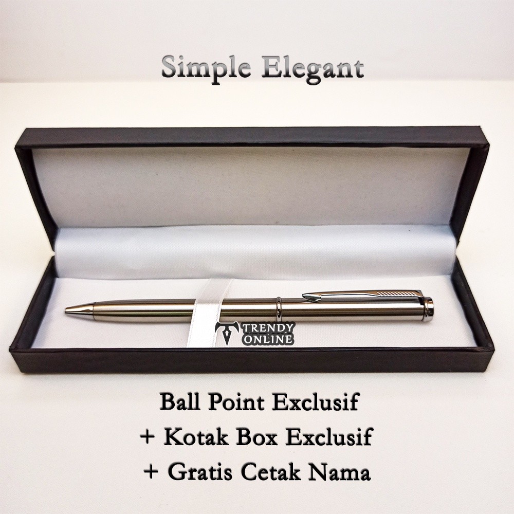

Pulpen Stainless Exclusive FREE GRAFIR Custom Cetak Nama dan Box Exclusif, Pen Stainles Ball point,