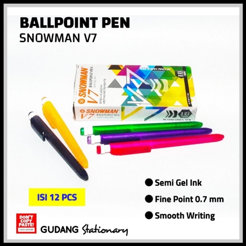 

Ballpoint Pen V7 SNOWMAN [ isi 12 pcs ]