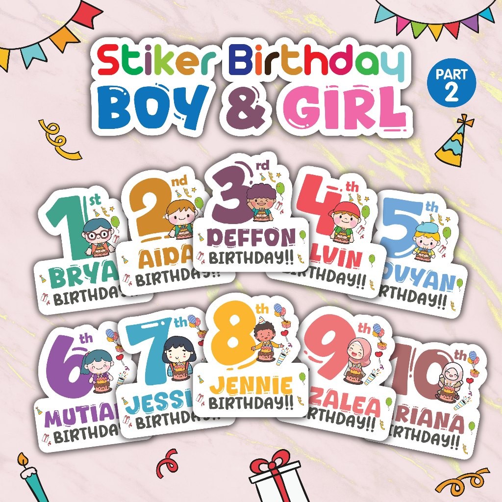 

UM1 Stiker Birthday Ulang Tahun Anak Bentuk Angka Lucu CUSTOM PART 2 Birthday Sticker Anak Souvenir