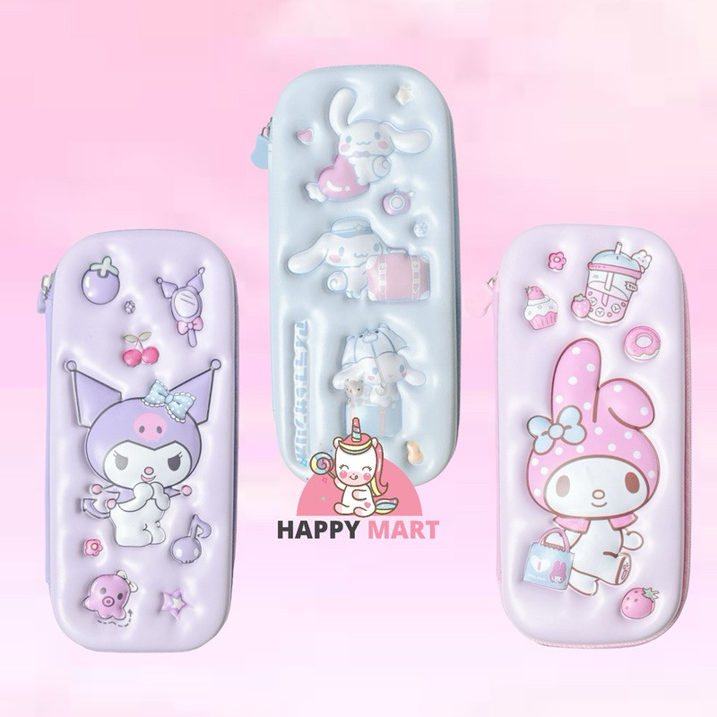

KOTAK PENSIL oval premium motif sanrio kuromi / melody / cinnamoroll