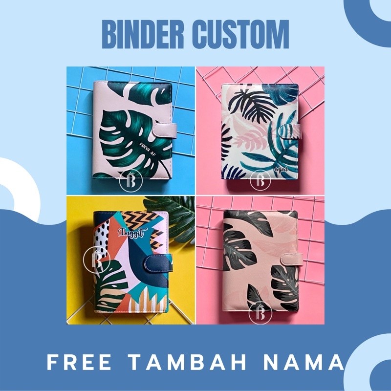 

Binder CUSTOM Motif Colorful Leaves FREE Tambah nama 20ring A5 26ring B5 6ring A6 Planner Agenda