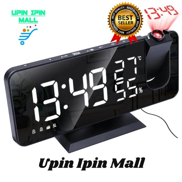 Ready Jam Meja Alarm Cermin Jam Meja Digital Proyektor Temperature Fm Radio