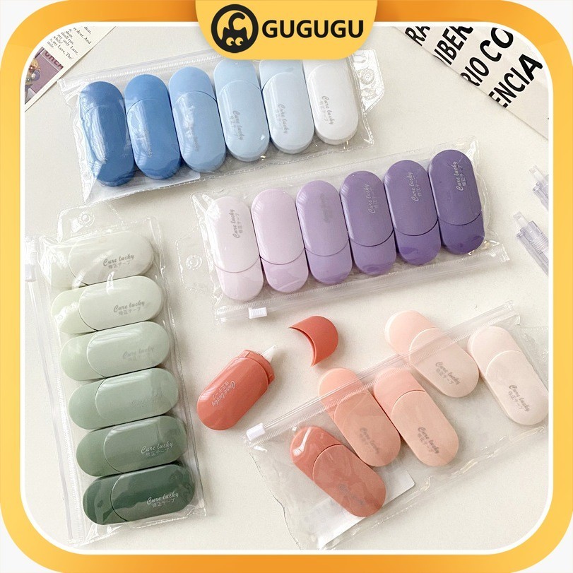 

UM1 Ready-6PCS/Bag Correction Tape / Tip Ex Kertas / Pita Koreksi 30 Meter Warna Pastel Tidak Mudah