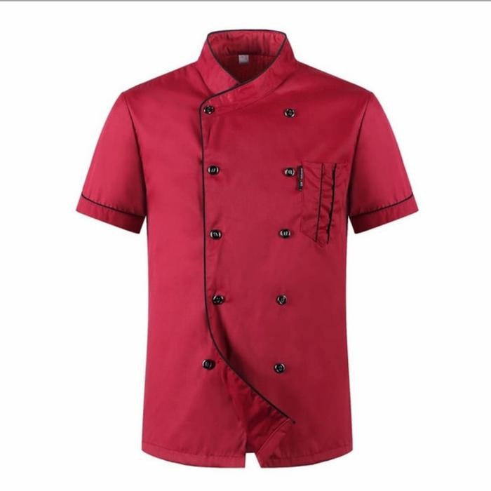 New Baju Chef Seragam Chef Kemeja Koki Kemeja Chef Lengan Pendek Original