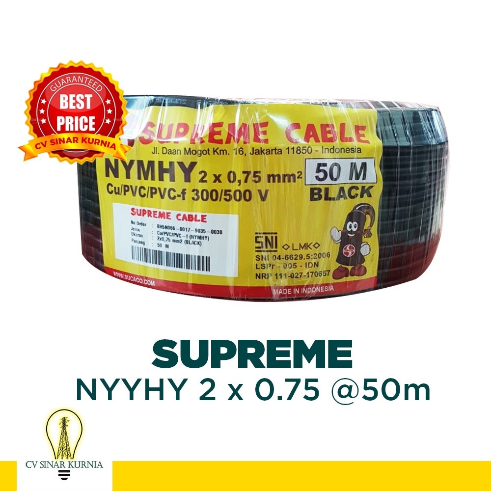 Kabel Listrik NYYHY 2x0.75 mm 2x0,75 SUPREME SUPREME Kabel NYYHY 50M