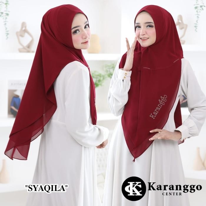 Hijmi- Hijab Syaqila Karanggo Khimar Elegant Dua Layer Ceruty Premium ceruti instan payet