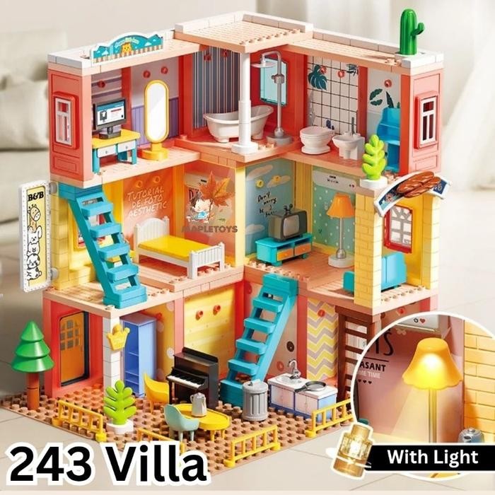 terbaru  feelo doll house building blocks compatible duplo feelo genius architect villa mainan