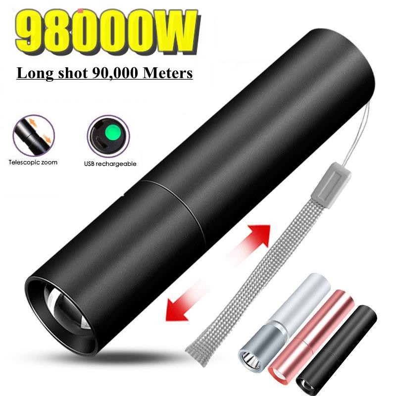 Lampu Senter Led Mini Portable Super Terang Jarak Jauh Usb Rechargeable Untuk Outdoor