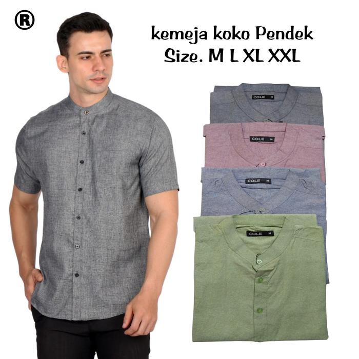 Zuhud- Cole Baju Koko Pria Dewasa Lengan Pendek Bahan Ktun Oxford