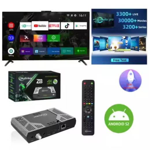 [Genuine]Skylinker Z8 4K Android Ott+Dvb-S2 Hybrid Tv Box 5G Wifi H.265 Dvb S2 Fta Decoder Digital