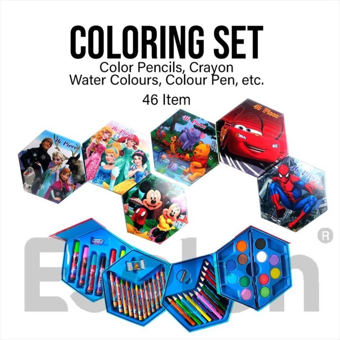 

No.OneBest- Crayon 46set 4in1 karakter / Set mewarnai+melukis 46set