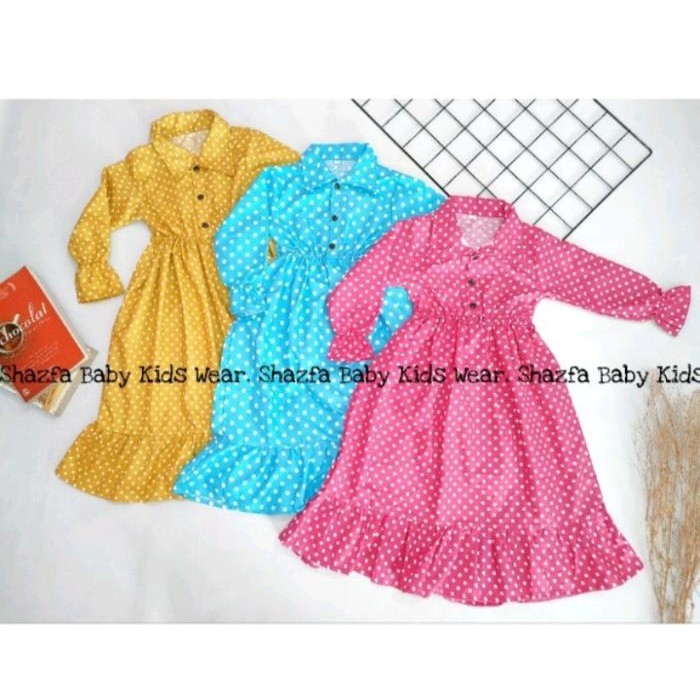 Modiq- Gamis Polkadot Bayi 1 Tahun - 6 Tahun// Gamis Anak Perempuan