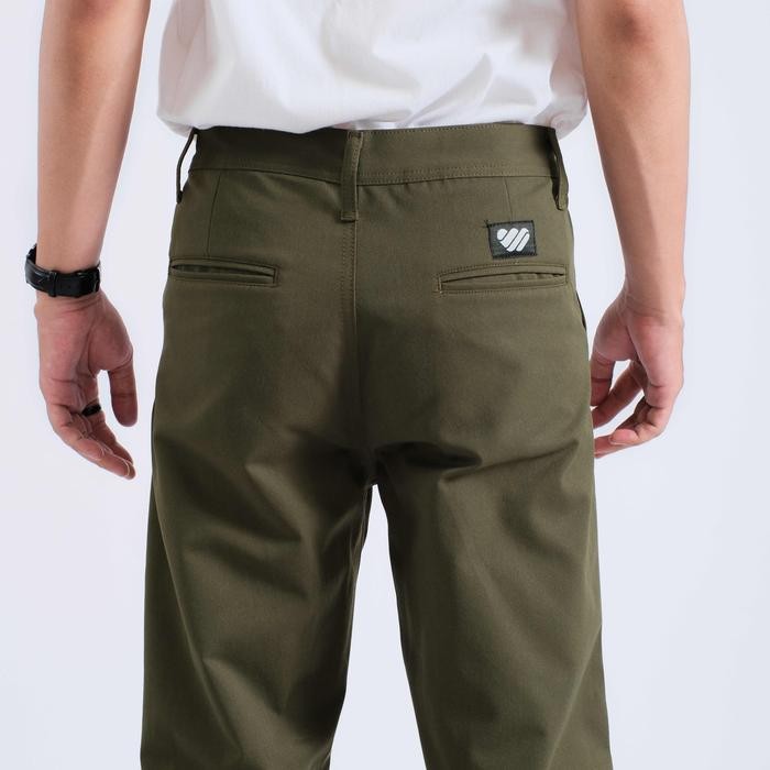 Whisaka.Co Celana Chino Panjang Pria Standar Oversize Straight Fit Army Outfit Cowok Skena Kekinian