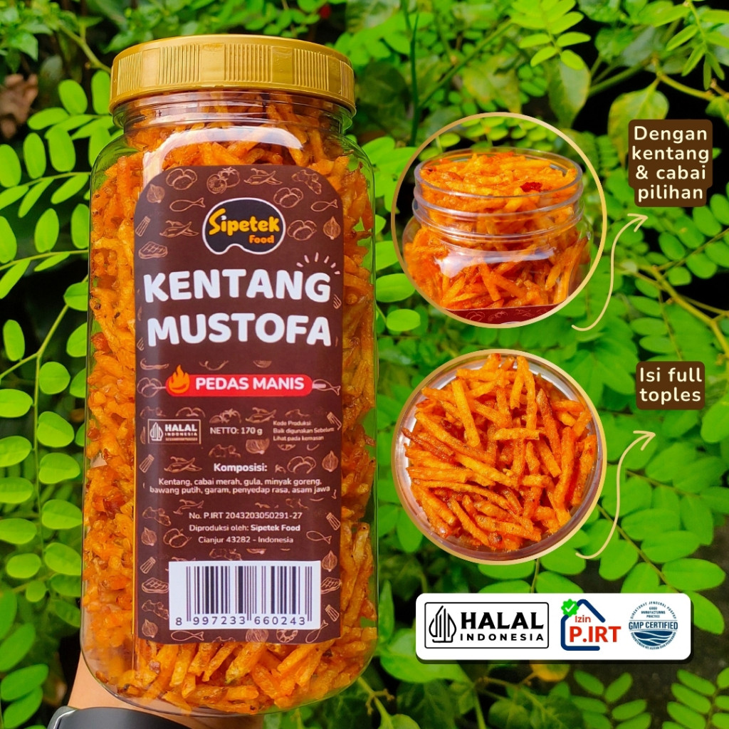 

Cemal Cemil Makyus Sipetek - [Spesial] Kentang Mustofa Toples 170Gr Pedas Manis Gurih Kriuk