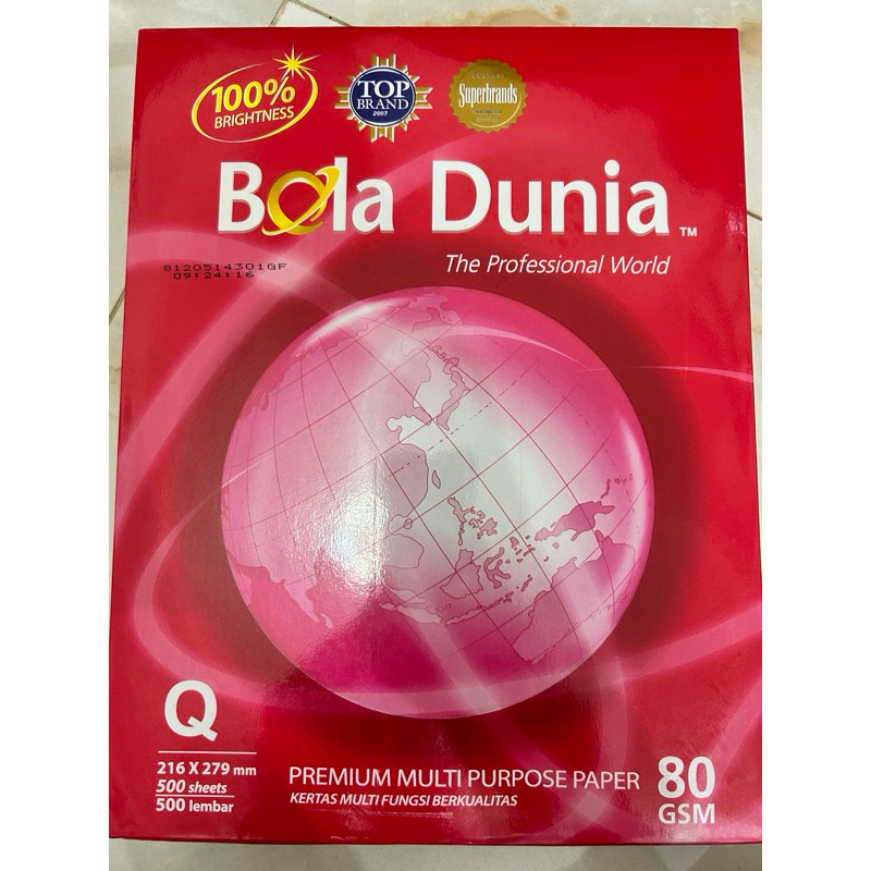 

UM1 Kertas HVS 80 Gram /m2 / Bola Dunia Quarto