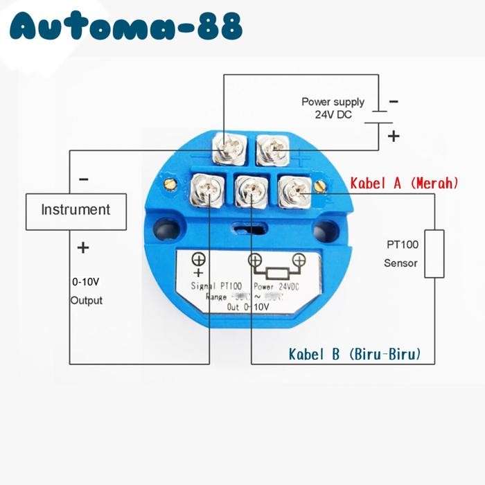 Unik Temperature Transmitter Pt100 0-100C Output 0-10V Dc 24V