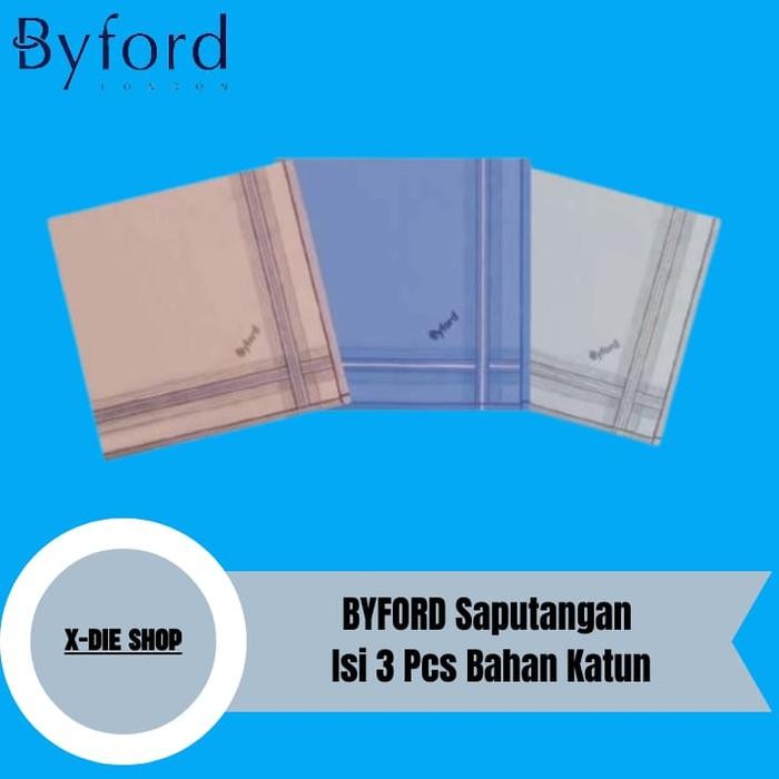 SAPUTANGAN BYFORD ISI 3 PCS KATUN SAPU TANGAN HANDKERCHIEFS X06