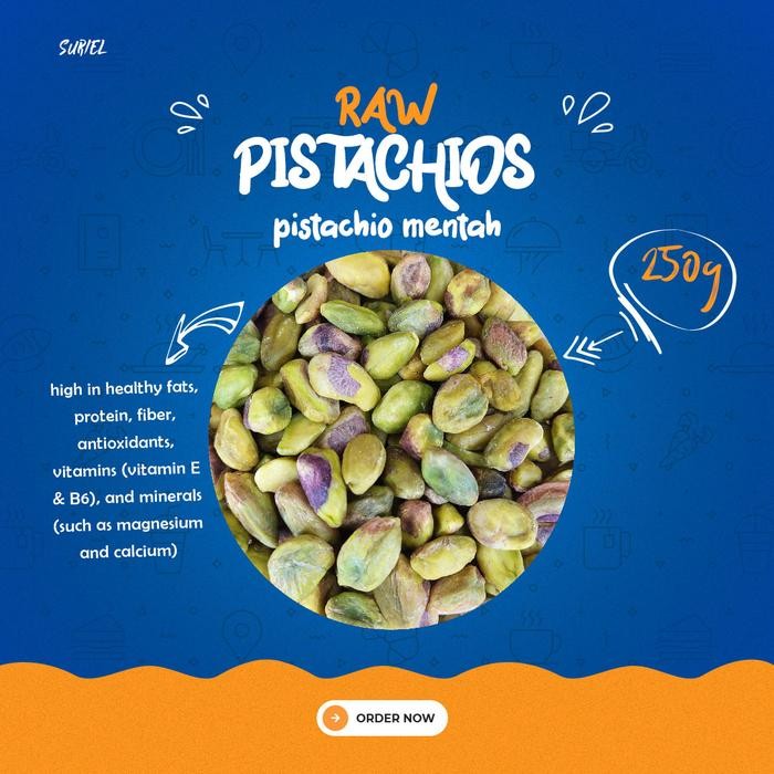 

Pistachio kupas mentah tanpa cangkang ( raw pistachios ) unsalted 250g