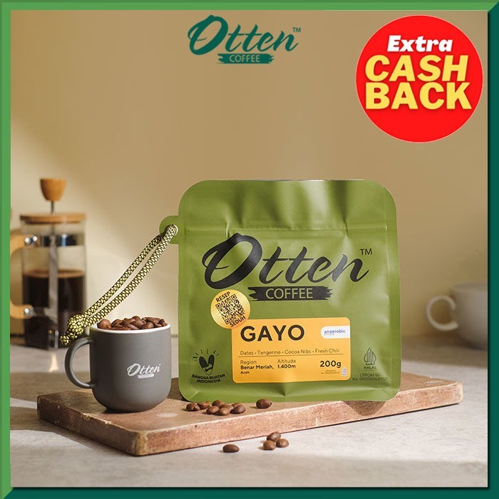 

Kopi Arabica Aceh Gayo Anaerob Natural 200g - Biji / Bubuk Kopi Otten Coffee