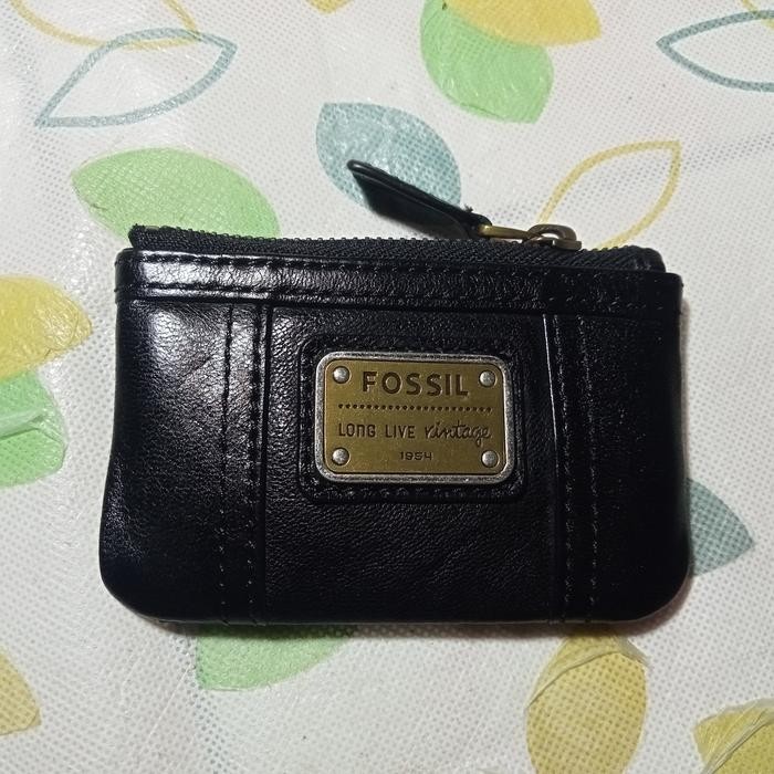 PREMIUM Fossil Emory Dompet STNK warna hitam - Full Leather - kulit Asli