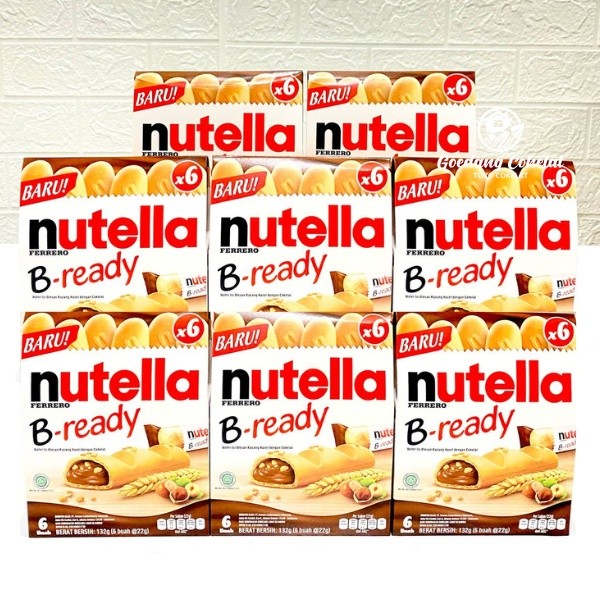 

Nutella Ferrero Bready B-Ready B Ready Isi 22gr x 6 pcs Box 132gr