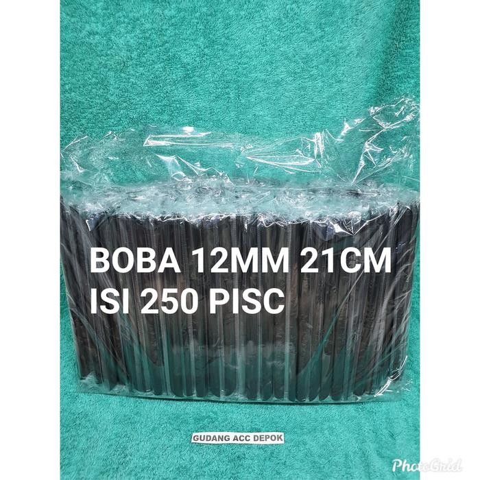 JTTOP" PIPA SEDOTAN PLASTIK 12MM 21CM BUBBLE BOBA COCHOC STERIL RUNCING LURUS