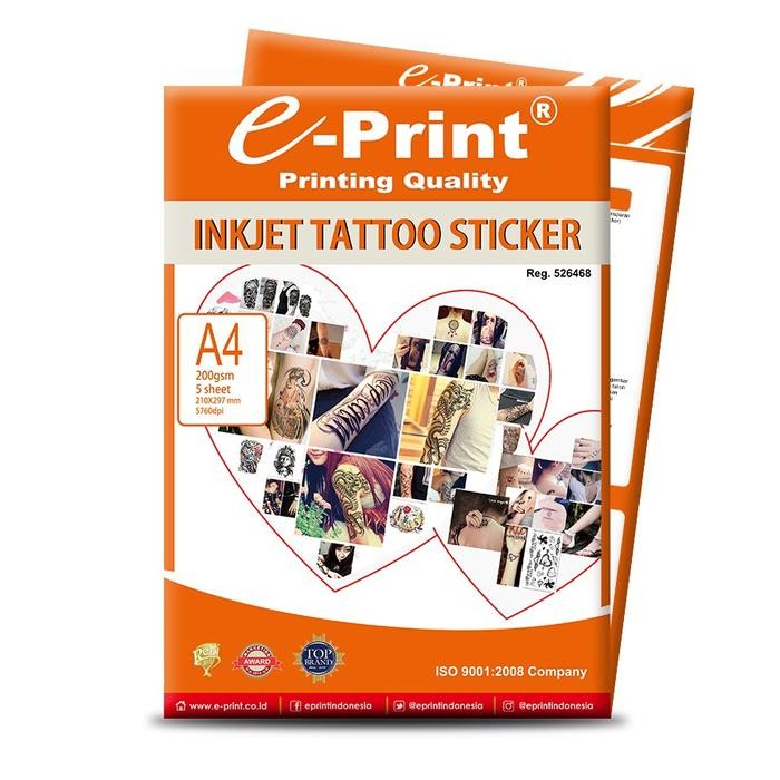 

E-PRINT KERTAS STIKER TATTO INKJET TEMPORARY A4 200GSM