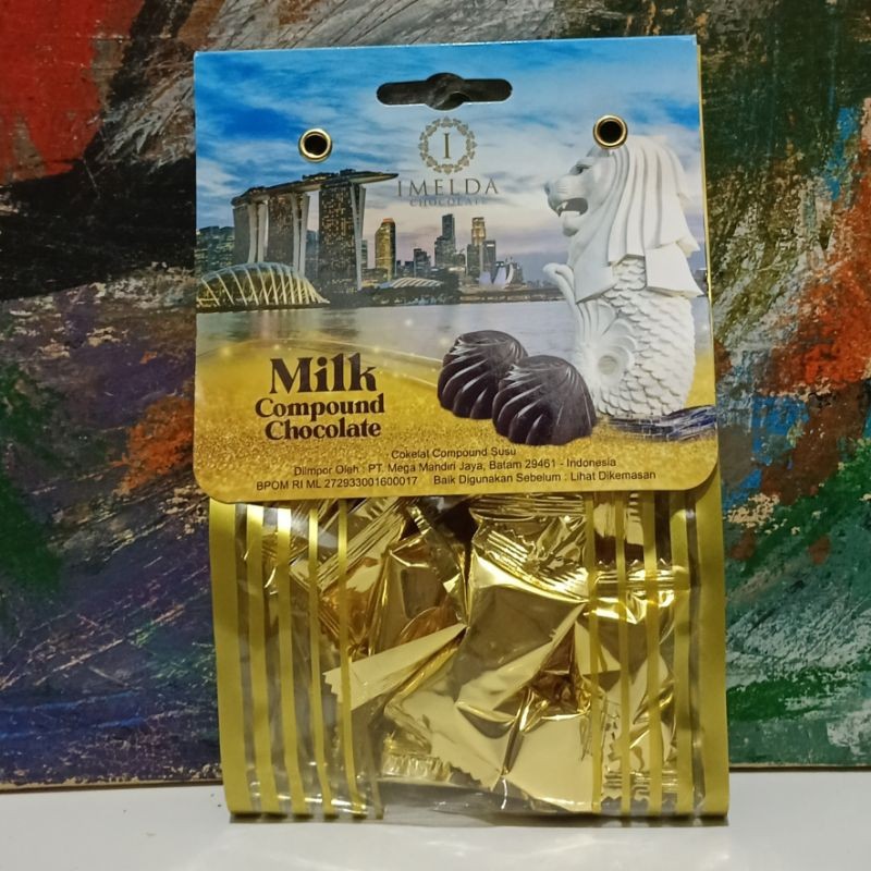 

Imelda 75gr Milk Chocolate Compound Coklat Susu Durian Almond Flavor Singapore Merlion
