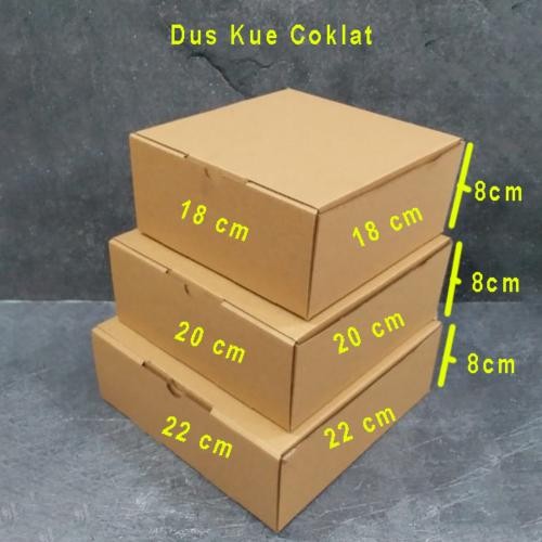 HK11- Dus Kue Coklat 22X22 X8 10 Pc Corrugated Kardus Box 22 X 22 X 8