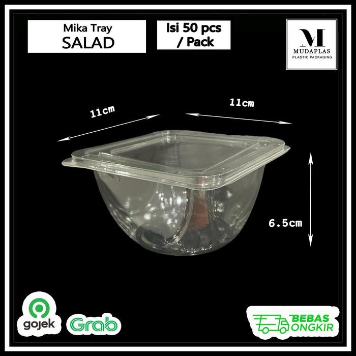 HK11- Mika Tray Salad Buah Tebal Isi 50 Pcs Kotak Tempat Salad Plastik