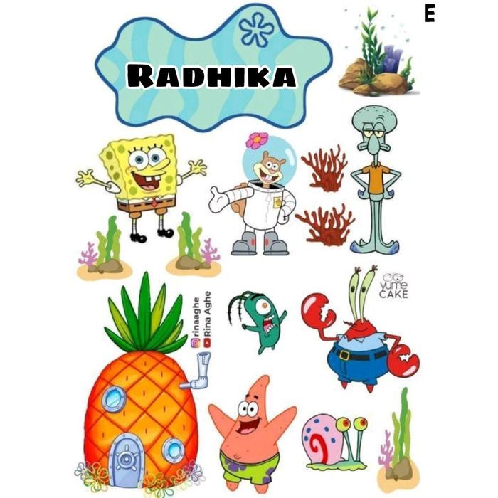 Gala Galore Topper Kue Spongebob Happy Birthday Custom Nama