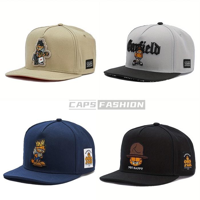 Topi Snapback Garfield Hip Hop Fashion Bordir Merek Tide Untuk Pria Dan Wanita Caps Hat Topi Cowok