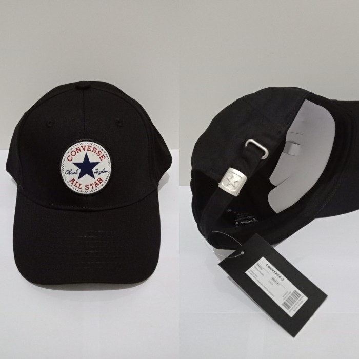 Bisa Cod  Topi Converse Original Premium Caps Logo Tengah Original - Hitam / Semakin Kece Dan
