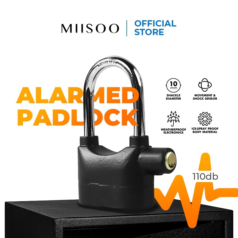 MIISOO GEMBOK ALARM/ GEMBOK ANTI MALING/ GEMBOK ANTI PENCURI UNTUK MOBIL MOTOR