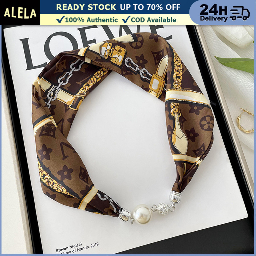 Syal Sutra Korea Style Mutiara Syal Leher Lembut Scarf Syal Rambut Aksesoris Wanita