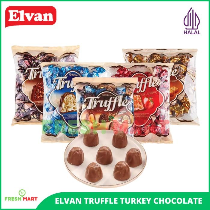 

Elvan Truffle Coklat Arab Turki Assortment Caramel Hazelnut Coconut Strawberry Halal 400gr