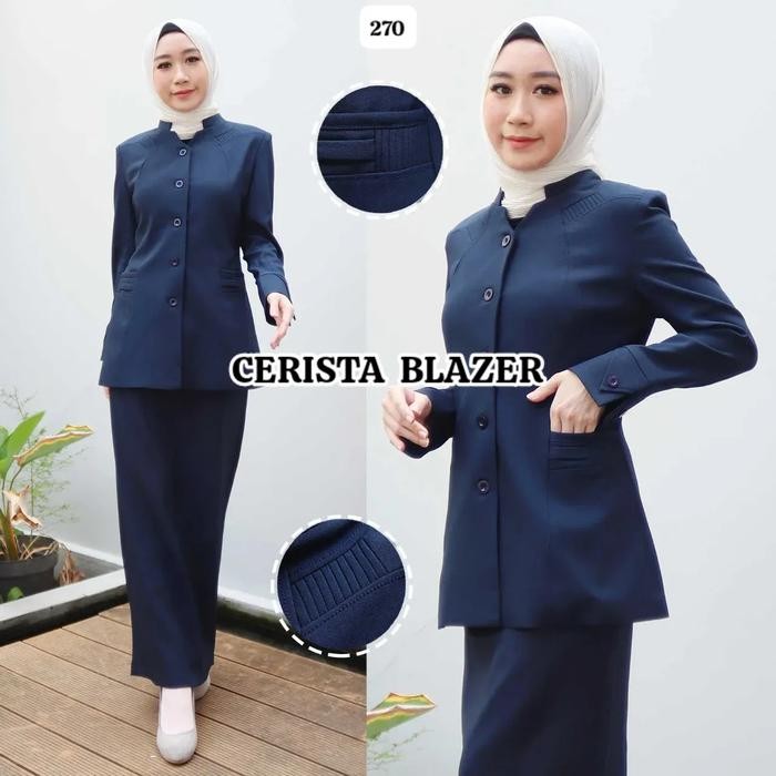 TERMURAH Seragam guru biru dongker set rok span (270) READY STOCK