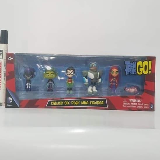mainan action figure teen titans go robin cyborg raven starfire boxset