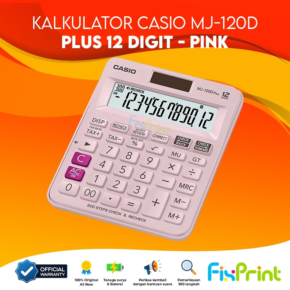 

Calculator MJ 120D Plus 12 Dit Kalkulator Desktop Check and Correct MJ-120D 12 Dits Cek Ulang Pink
