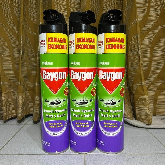 Baygon Aerosol 750 ml Obat Nyamuk Spray Semprot Silky Lavender