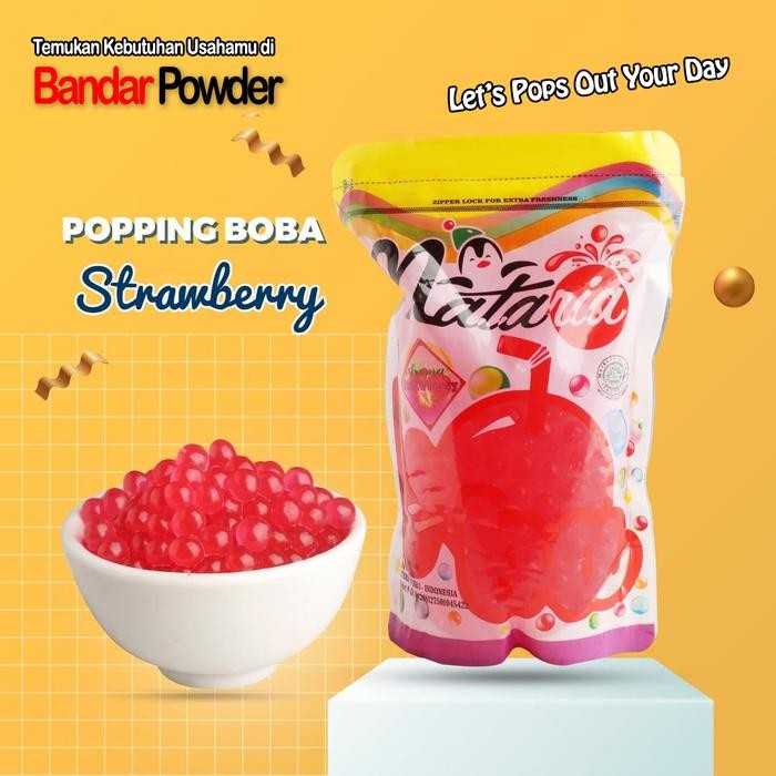 

New Poping Boba Strawberry 500gr Distributor Bubuk Minuman Tapioca Pearl