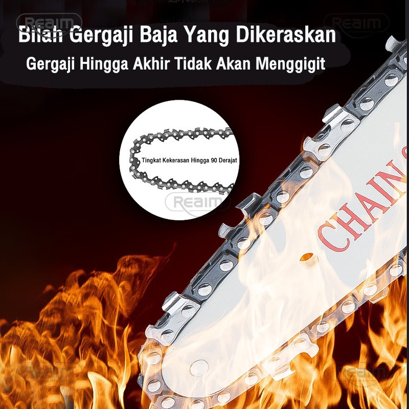 REAIM GERGAJI BATERAI 298V GERGAJI LISTRIK GERGAJI MESIN MINI CHAINSAW MINI GERGAJI PORTABLE