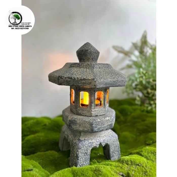 LAMPU LAMPION BATU ALAM ASLI, HIASAN TAMAN JEPANG ZEN GARDEN/TAMAN INDOOR-OUTDOOR *