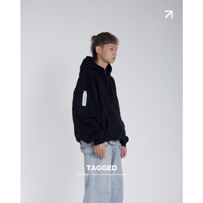 PASTI MURAH TAGGED - FUNDAMENTAL OVERSIZED BLACK HOODIE