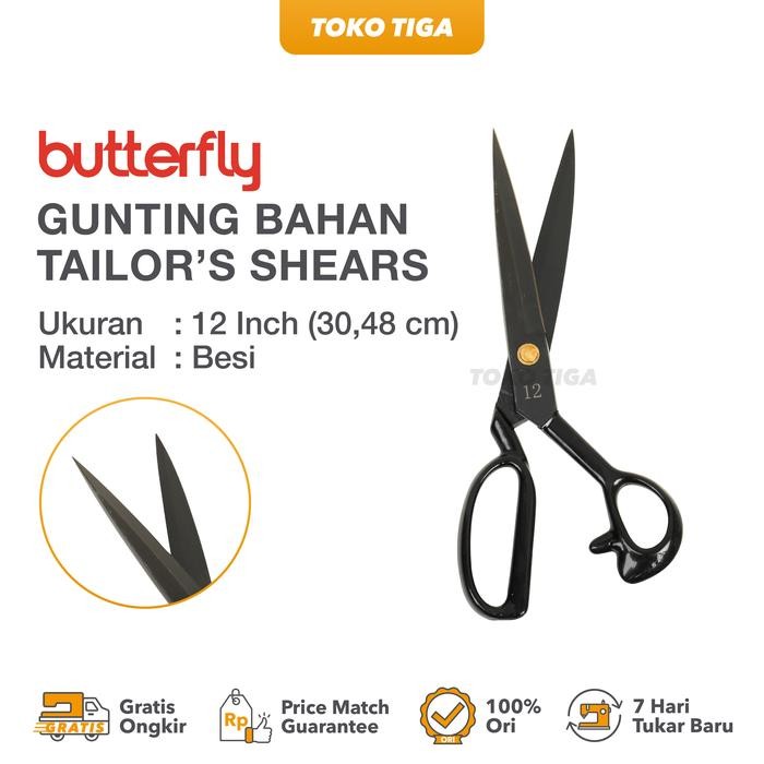 

Gunting Potong Bahan Kain Tailor Butterfly Ukuran 12 inch / 12