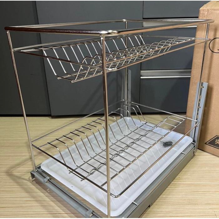 PROMO Rak piring piring stainless 2 susun / dish rack / rak piring bawah kitchen set