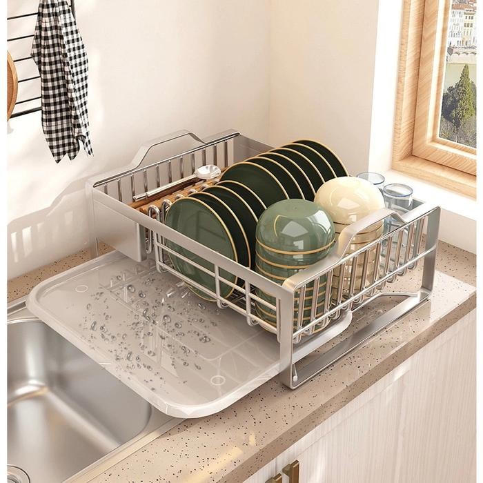 PROMO rak piring wastafel stainless 304 silver ori premium mewah anti karat