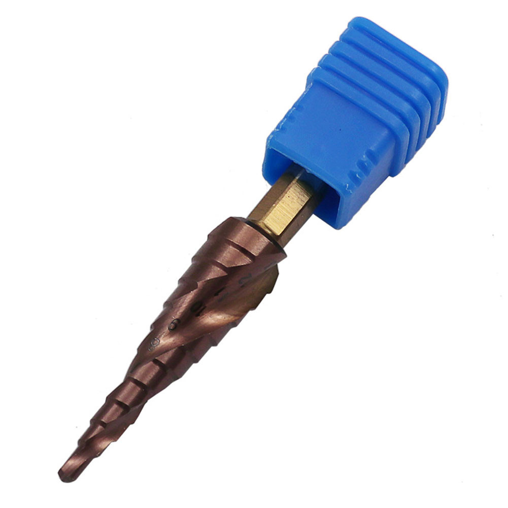 HSS-Co M35 Cobalt Step Drill Bit Double-Edged Spiral Groove Ladder Drill 3-13mm 1/4 Inch Hex Shank D